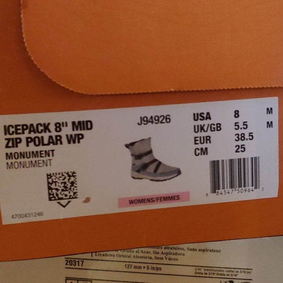 HP Merrell Icepack 8" Mid Zip Polar Waterproof Monument Boots Size 8 - Picture 11 of 11